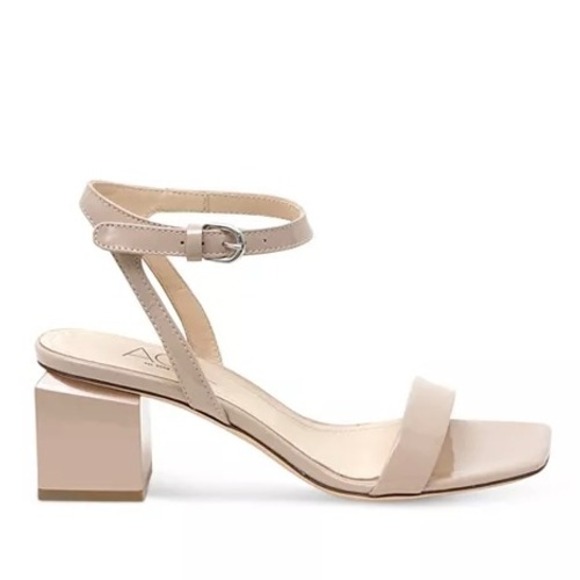 AGL Womens Angie Ankle Strap Heeled Sandals Size 38.5 Beige Nude Patent Leather - Picture 1 of 15